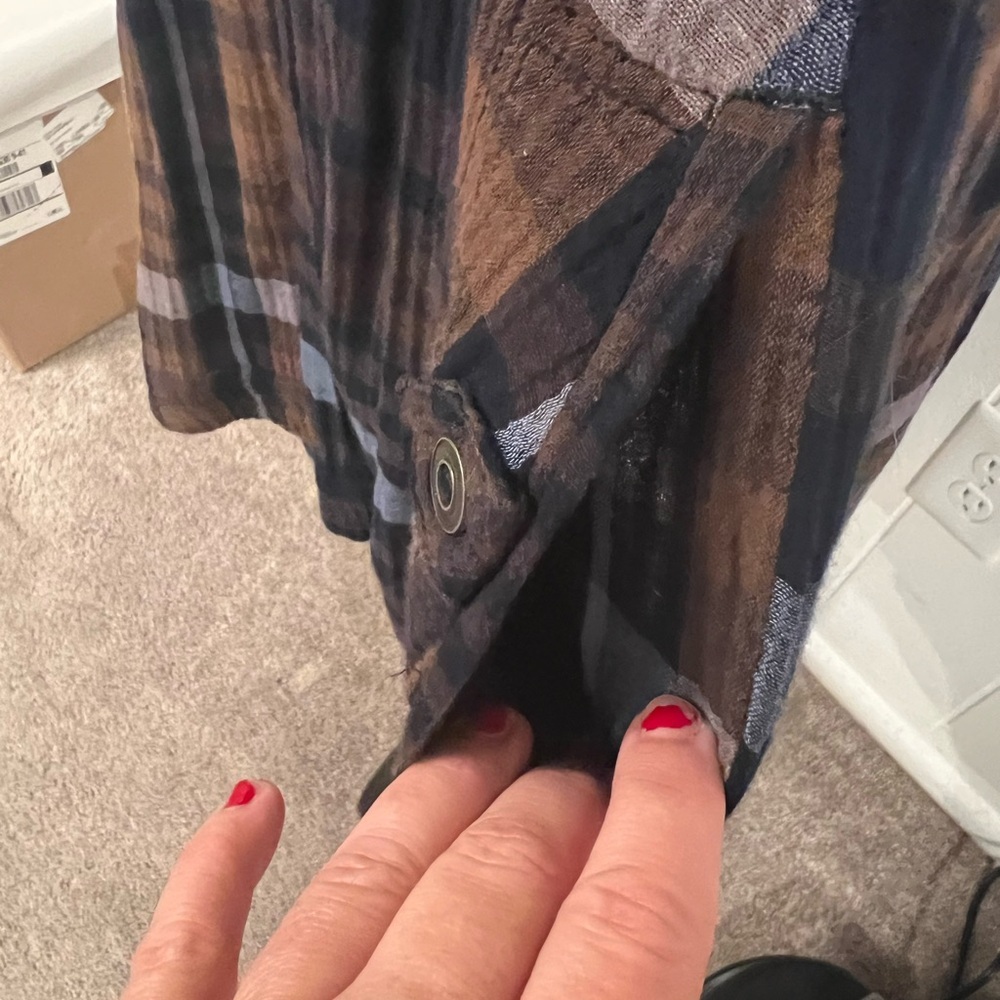 Chelsea & Theodore Brown and Blue Plaid Long Sleeve Dress - Picture 8 of 9